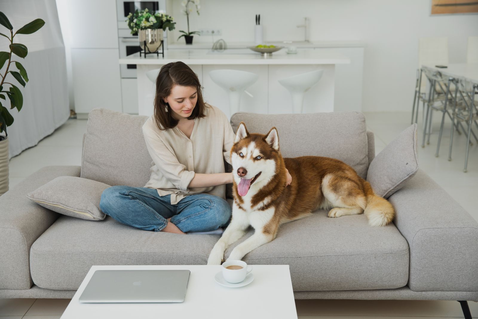 A quiet moment at home with a dog